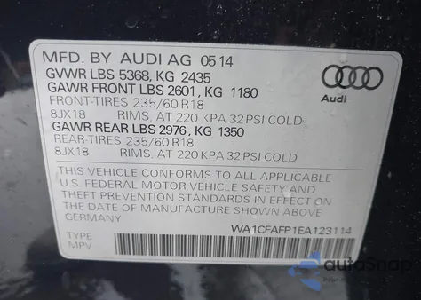 2014 Audi Q5 2.0T Premium из США, поврежденный, VIN WA1CFAFP1EA123114